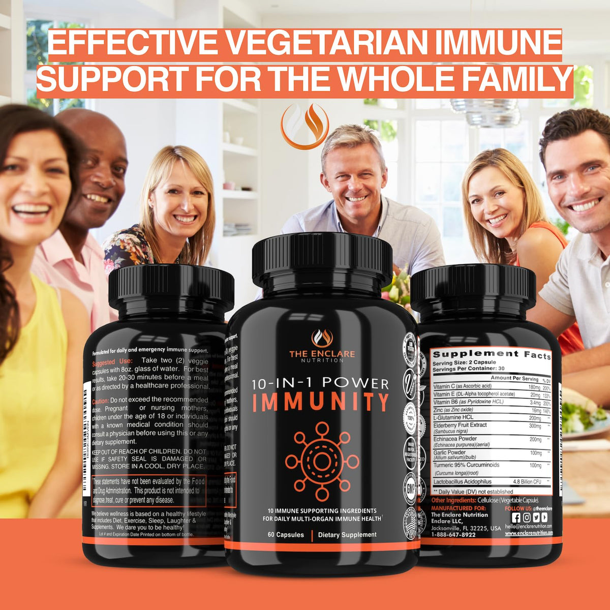 Capsules végétariennes THE ENCLARE NUTRITION sur fond blanc