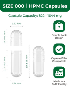 Capsules vides HPMC MéipaLien, emballage de 50g, vue de côté