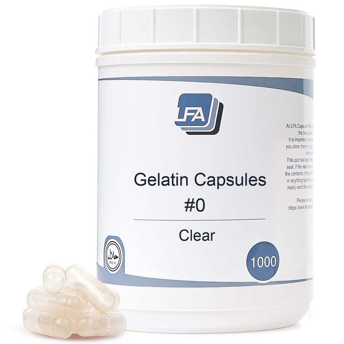 Capsules vides LFA taille 0 en gélatine de boeuf