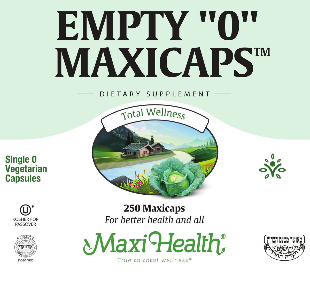 Capsules vides Maxi Health sur une surface blanche, taille 0