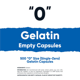 Capsules vides Nutricost taille 0 en gélatine, vue de près