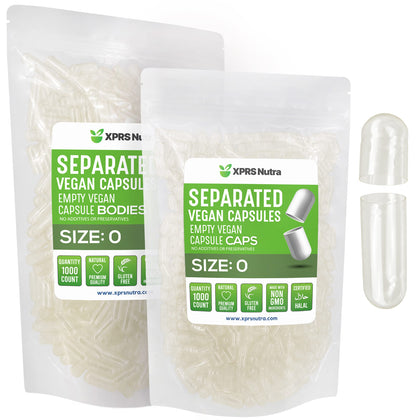 Capsules vides taille 0 XPRS Nutra, 1000 unités, vue de face