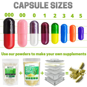 Capsules vides taille 00 XPRS Nutra en vue de dessus, format transparent
