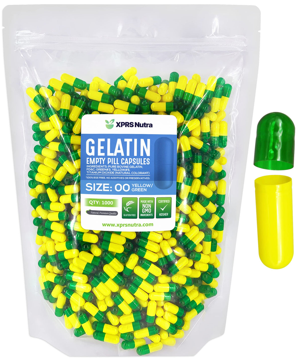 Capsules vides Taille 00 XPRS Nutra en vue de face