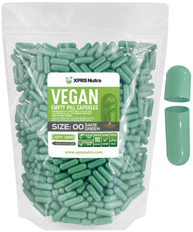 Capsules vides taille 00 XPRS Nutra en vue de face, couleur vert sauge