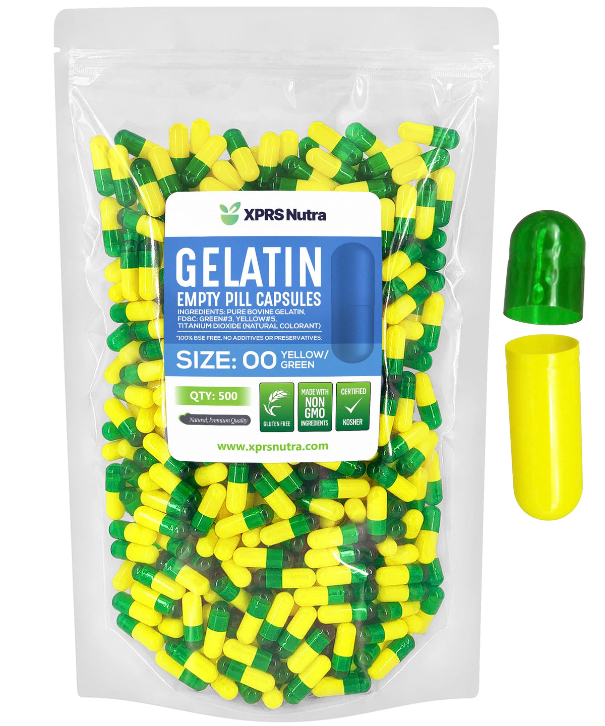 Capsules vides taille 00 XPRS Nutra, paquet de 500 unités