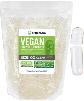 Capsules vides Taille 00 XPRS Nutra transparentes dans leur emballage