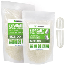 Capsules vides taille 00 XPRS Nutra, vue de face dans un paquet transparent