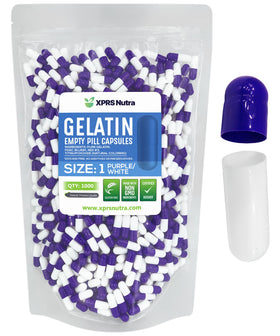 Capsules vides taille 1 XPRS Nutra, 1000 unités, gélatine bovine