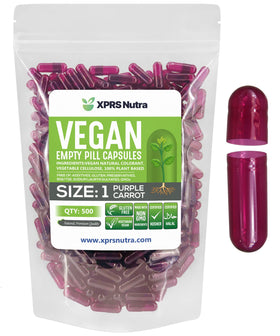 Capsules vides Taille 1 XPRS Nutra, 500 unités, vue de face