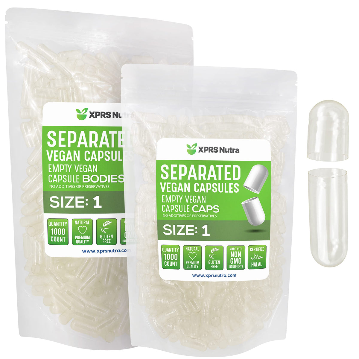 Capsules vides Taille 1 XPRS Nutra en sachet transparent