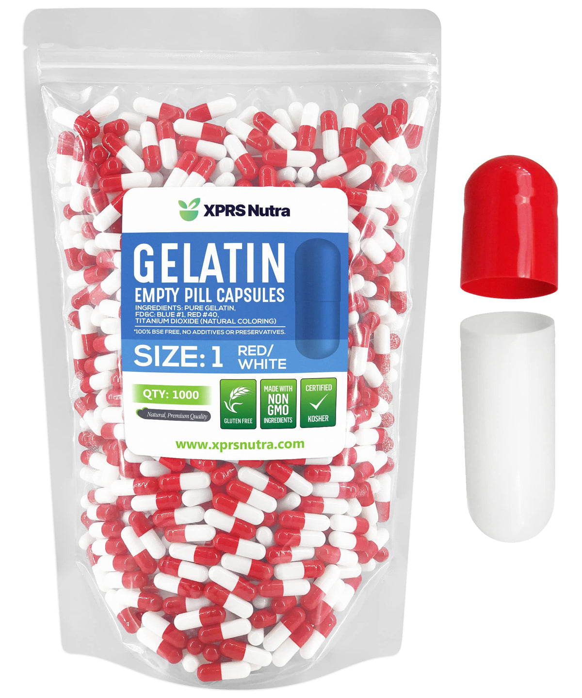 Capsules vides taille 1 XPRS Nutra en vue de face