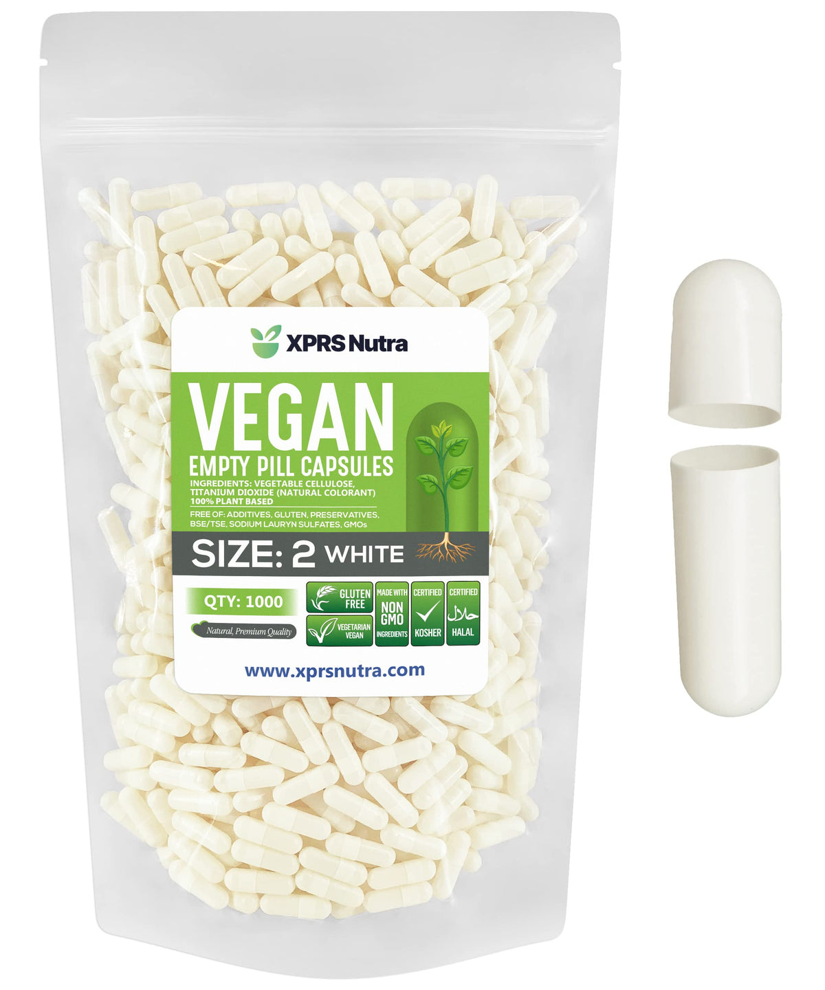Capsules vides Taille 2 XPRS Nutra, paquet de 1000 unités