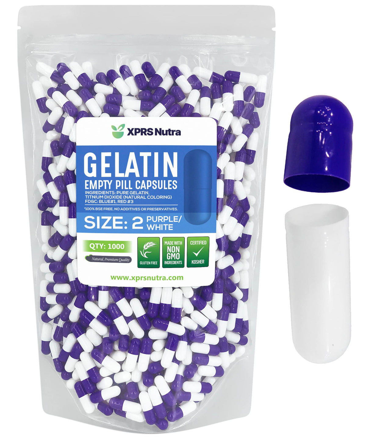 Capsules vides taille 2 XPRS Nutra, vue de face