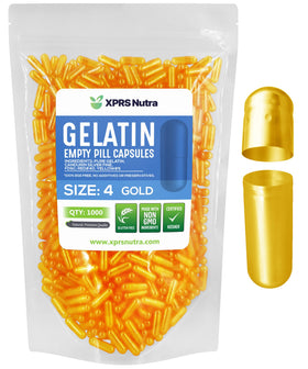 Capsules vides Taille 4 XPRS Nutra, 1000 unités, couleur dorée