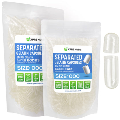 Capsules vides transparentes taille 000 XPRS Nutra, paquet de 1000 unités