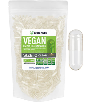 Capsules vides végétales Taille 0 XPRS Nutra, 1000 unités, vue de face