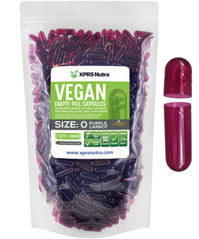 Capsules vides végétariennes Taille 0 XPRS Nutra, vue de face