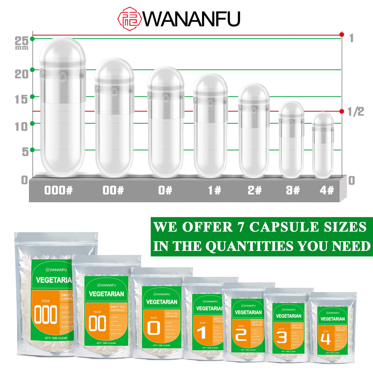 Capsules vides wananfu avec poudre à remplir