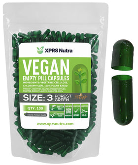 Capsules vides XPRS Nutra Taille 3 en vue de face, couleur vert forêt