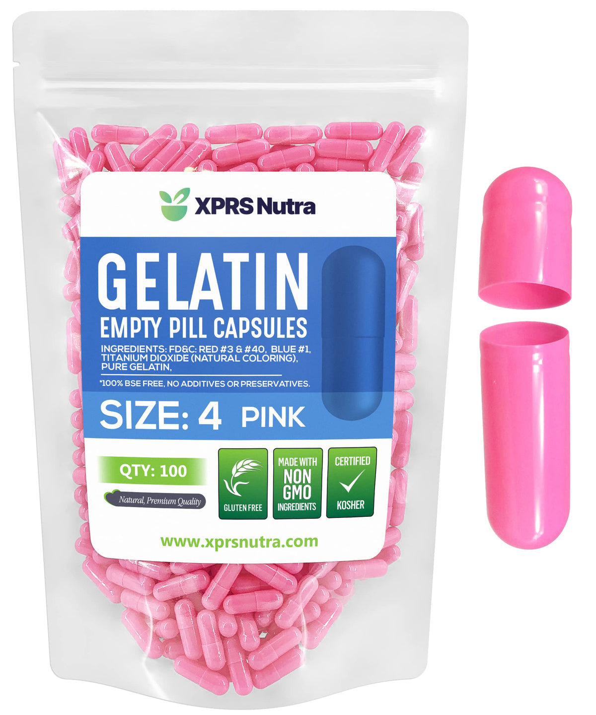 Capsules vides XPRS Nutra taille 4 - paquet de 100 unités