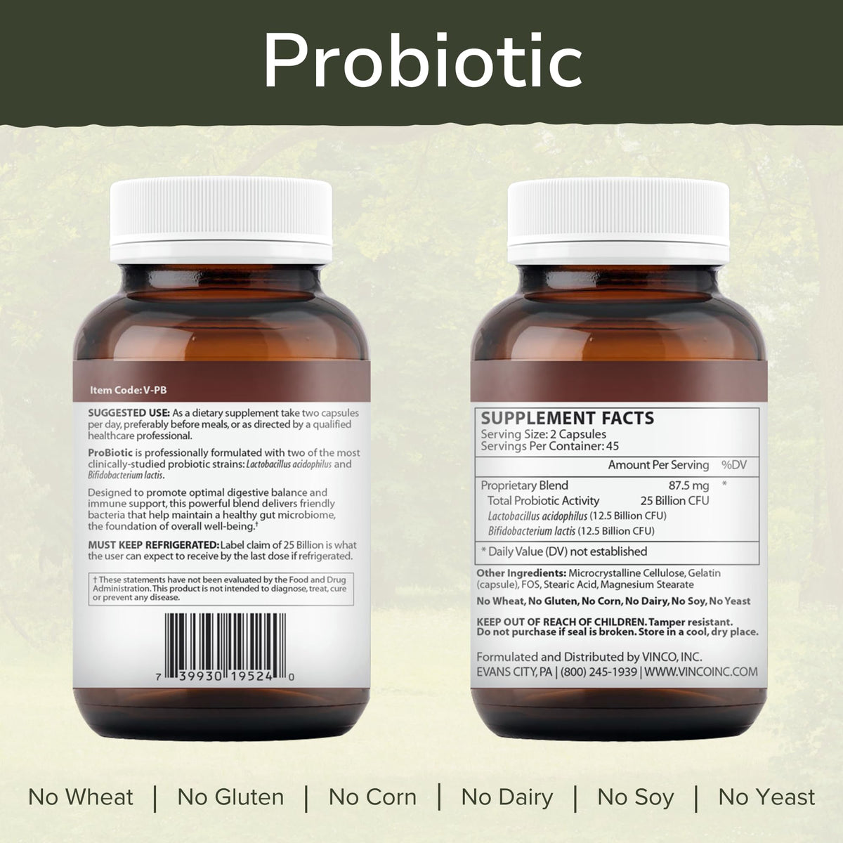 Capsules Vinco ProBiotic avec étiquette visible