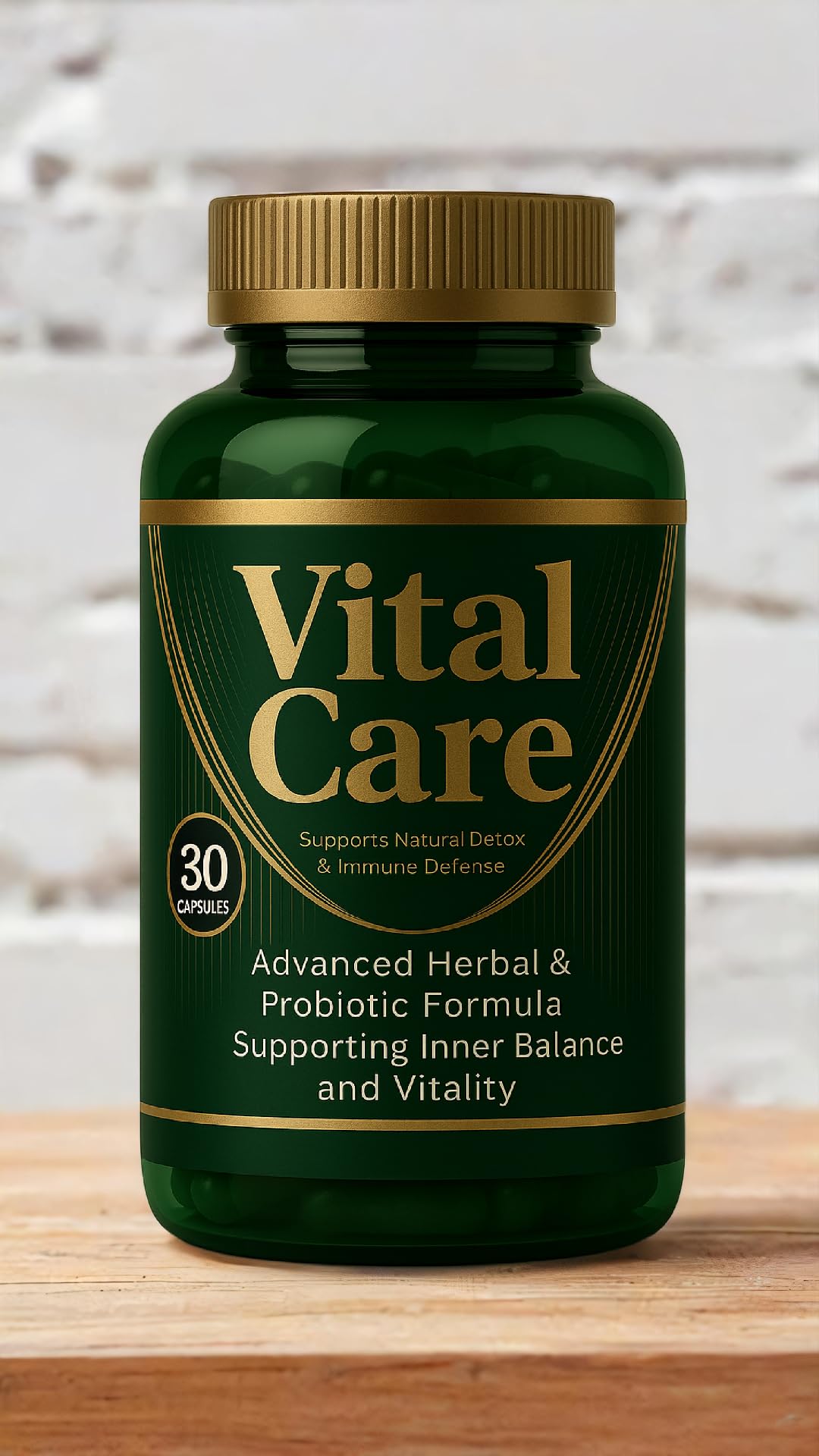 Capsules Vital-Care sur une surface blanche