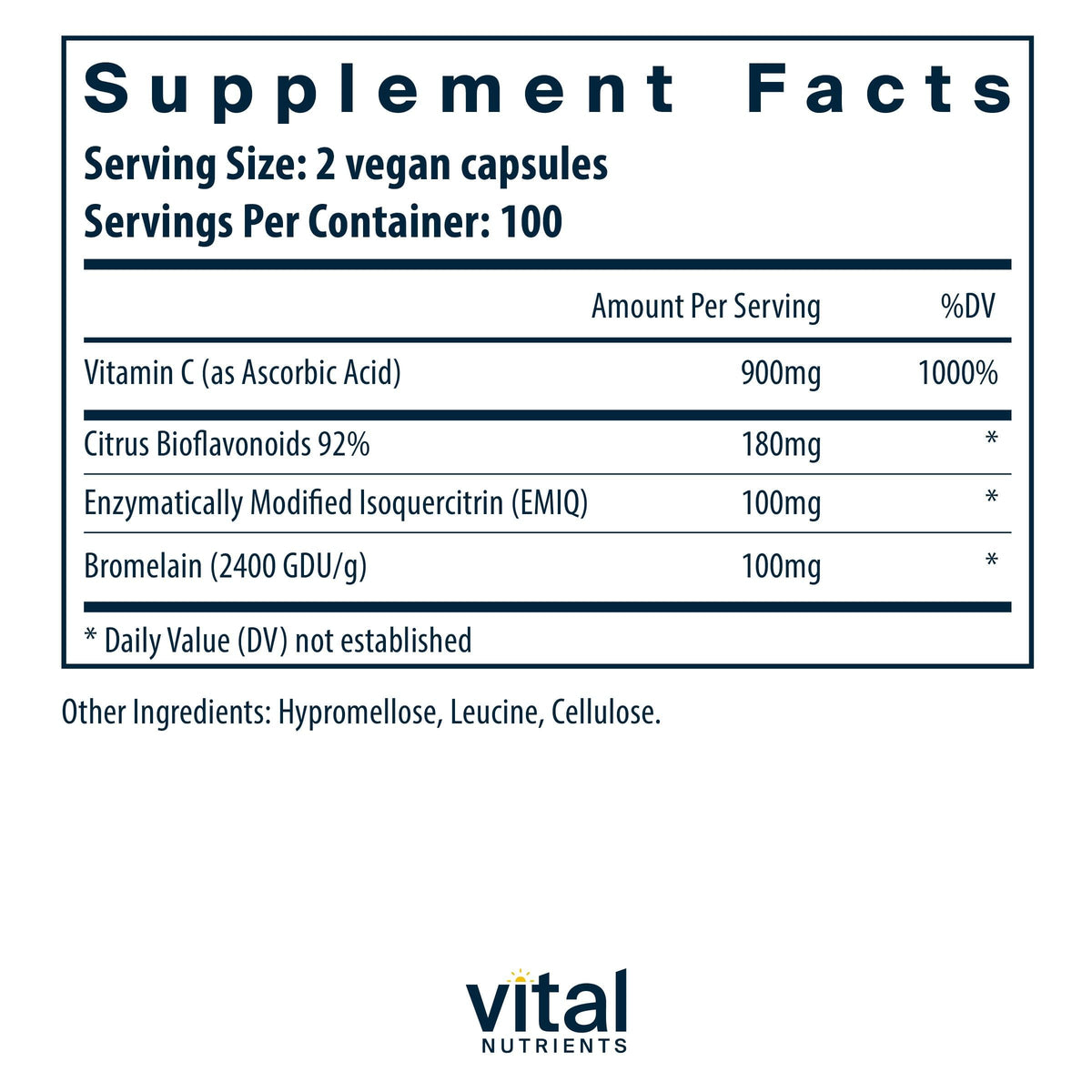 Capsules Vital Nutrients Aller-C sur une surface blanche