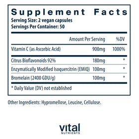 Capsules Vital Nutrients Aller-C sur une surface blanche