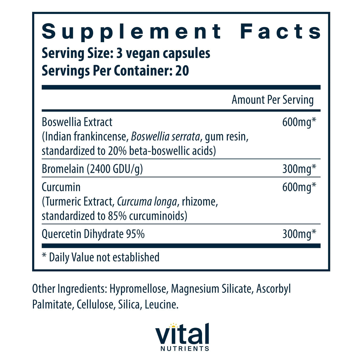 Capsules Vital Nutrients BCQ sur une table