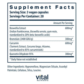 Capsules Vital Nutrients BCQ sur une table