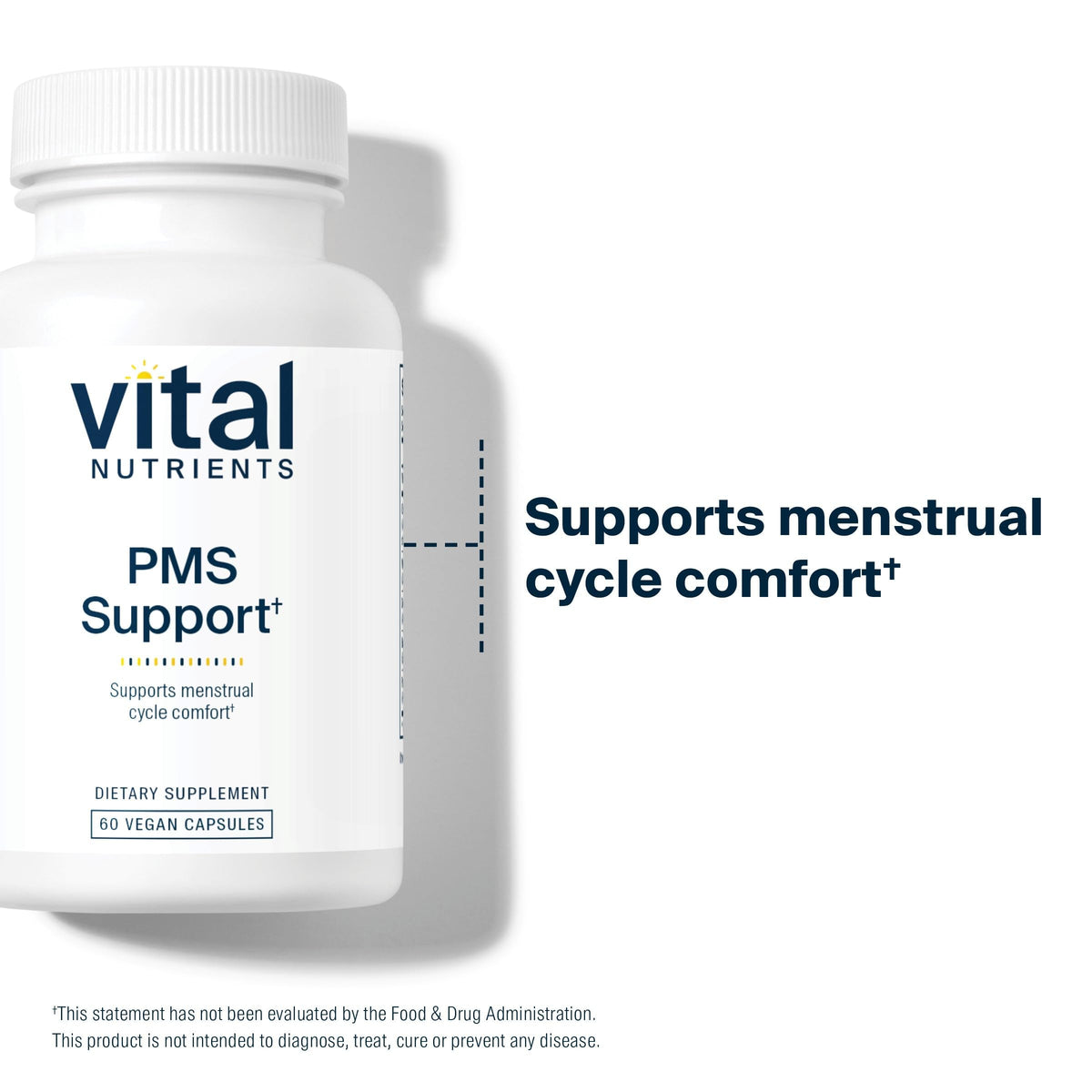 Capsules Vital Nutrients PMS Support à côté du flacon