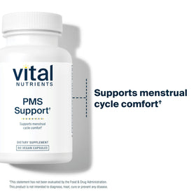 Capsules Vital Nutrients PMS Support à côté du flacon