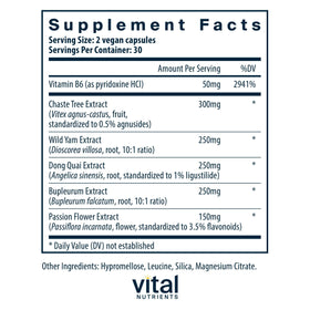 Capsules Vital Nutrients PMS Support sur fond blanc