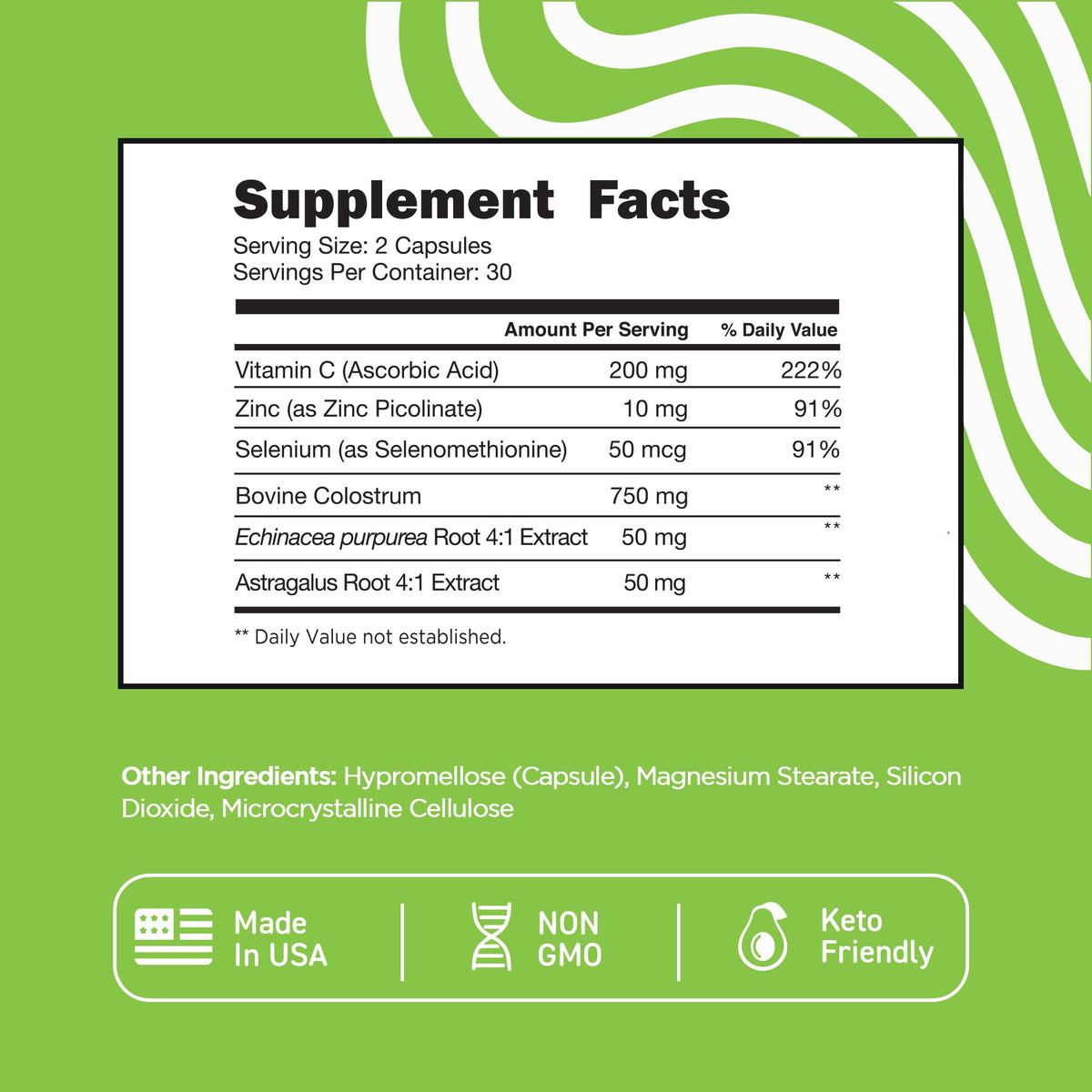 Capsules Vital Vitamins Colostrum dans un verre