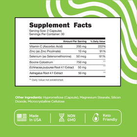 Capsules Vital Vitamins Colostrum dans un verre