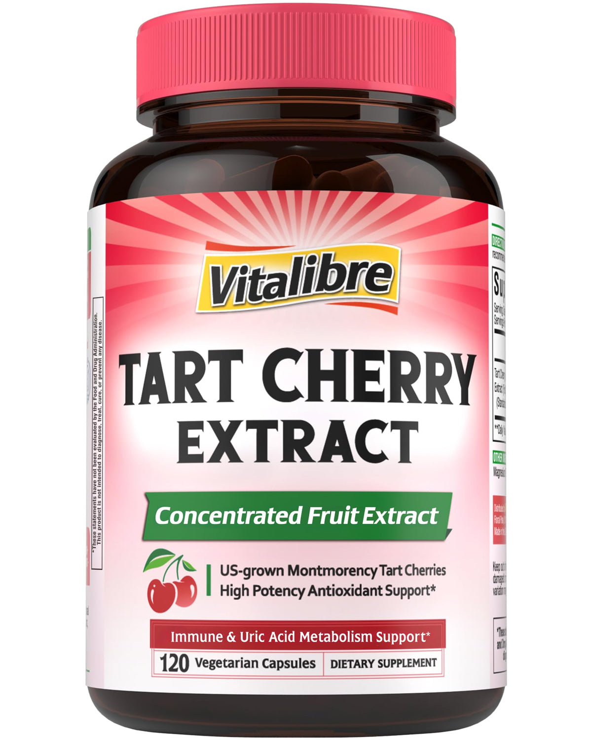 Capsules Vitalibre Cerise Acide Tartrique 500 mg en vue de face