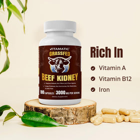 Capsules Vitamatic Foie de Bœuf ouvertes sur une table