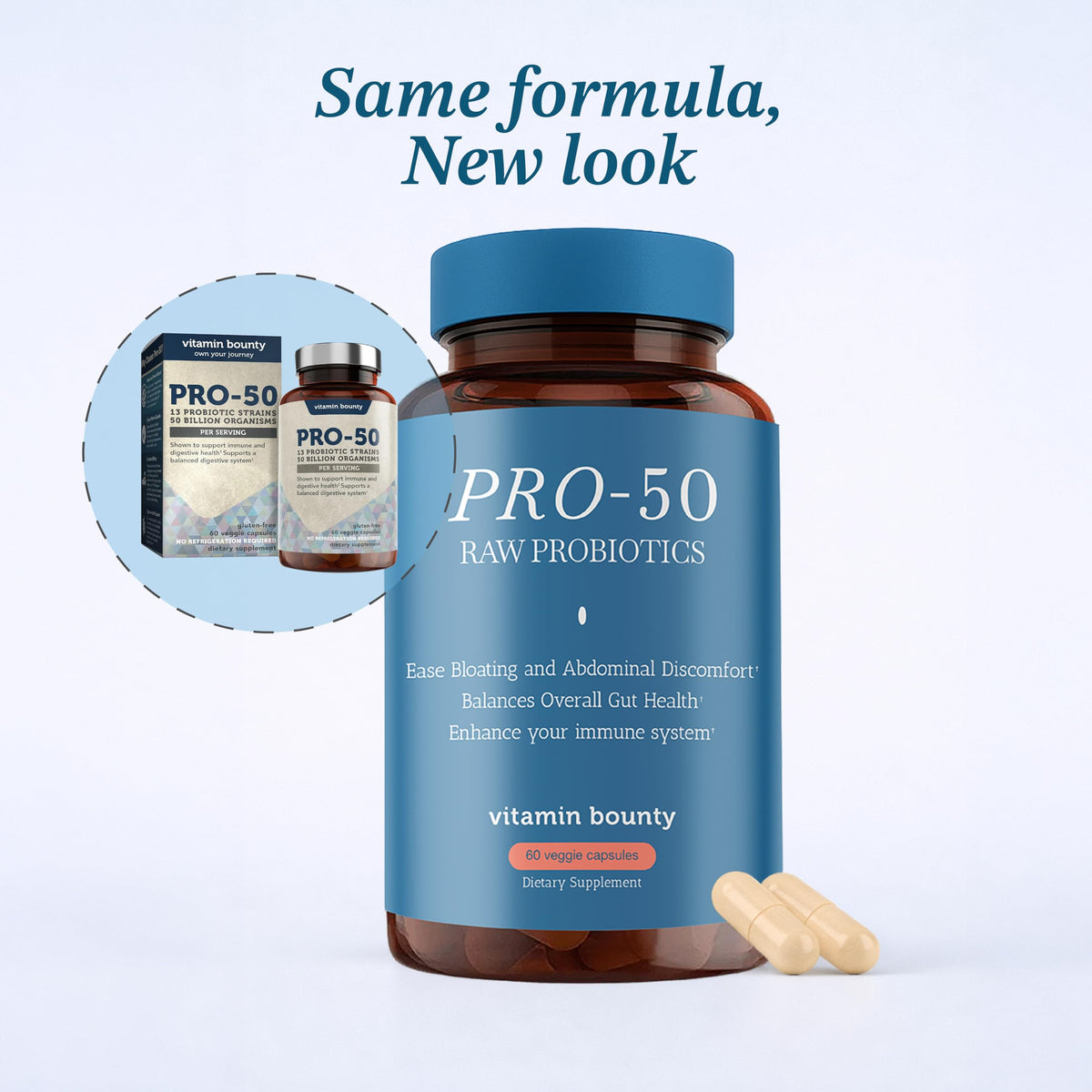 Capsules Vitamin Bounty Pro-50 dans une main
