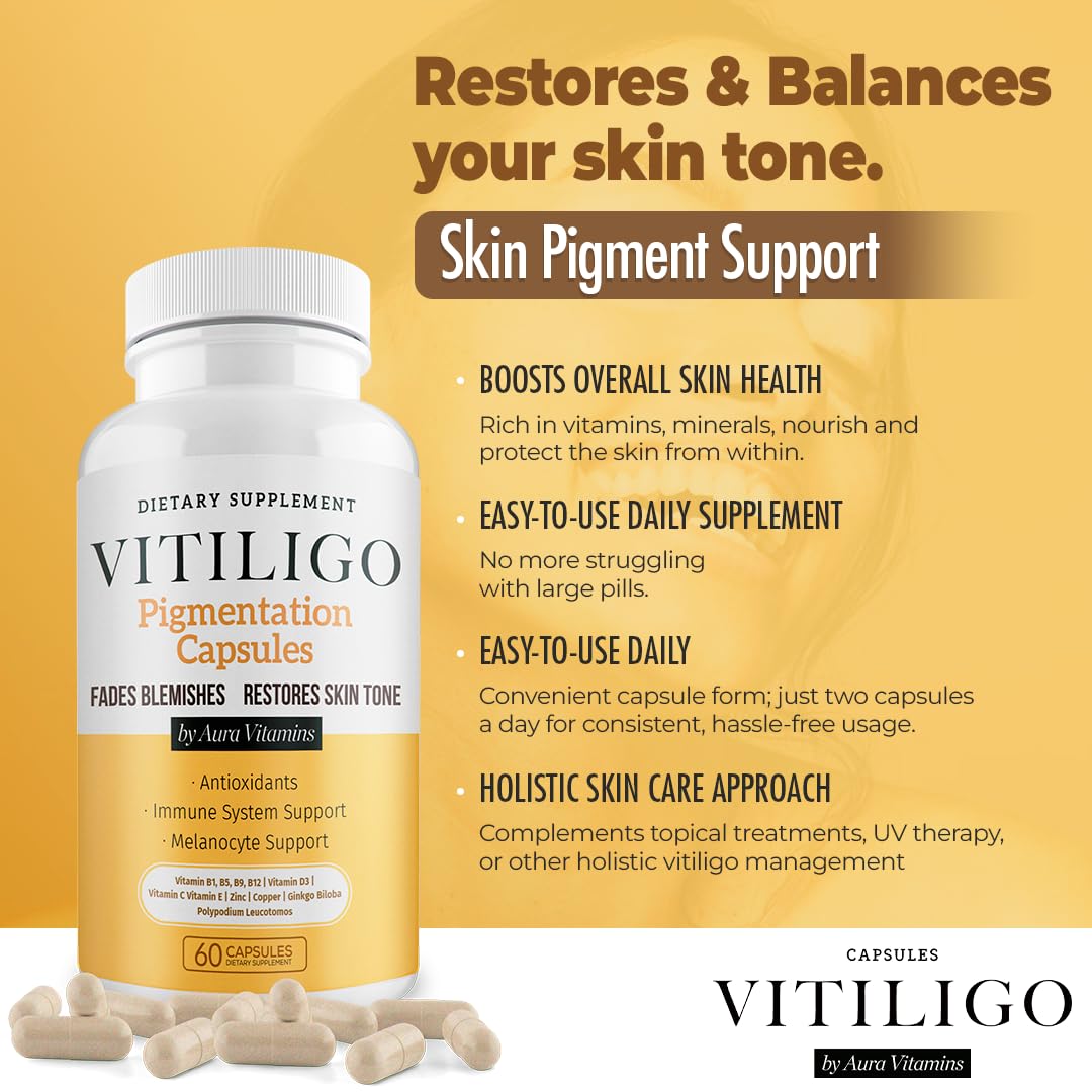 Capsules Vitiligo AURA VITAMINS en gros plan