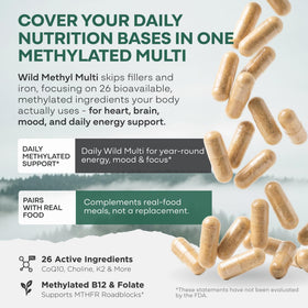 Capsules Wild Foods Multivitamines Methylées sur une table