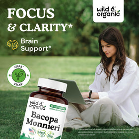 Capsules Wild & Organic Bacopa sur une table, présentation