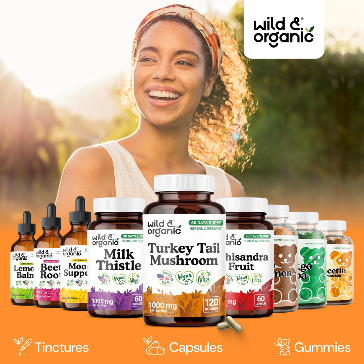 Capsules Wild & Organic Turkey Tail dans une main