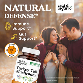 Capsules Wild & Organic Turkey Tail sur fond blanc