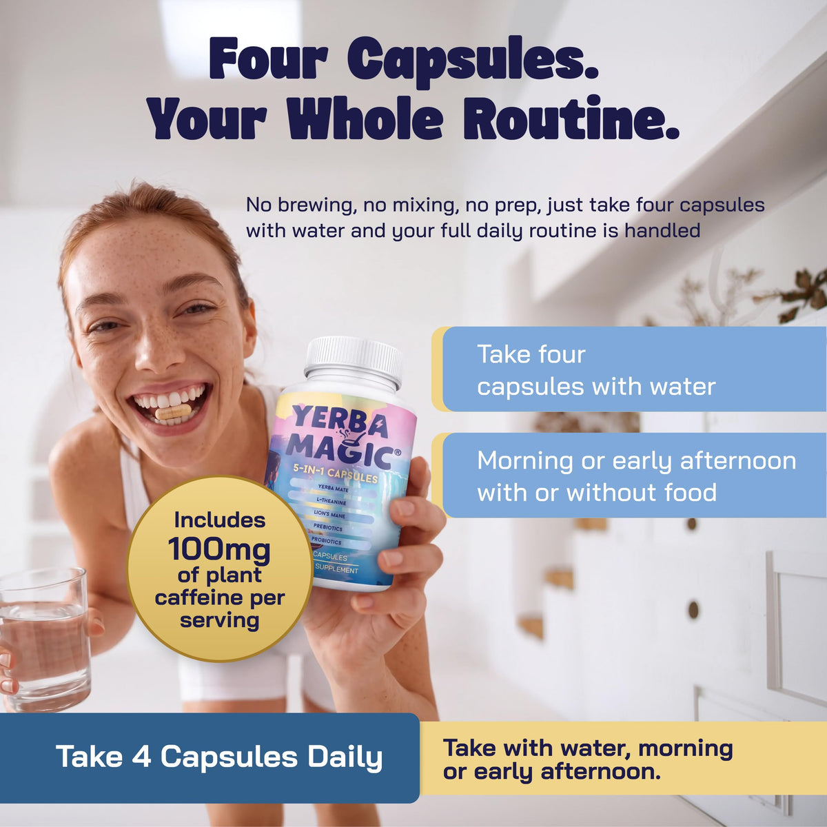 Capsules Yerba Mate 5 en 1 Brainista sur fond blanc