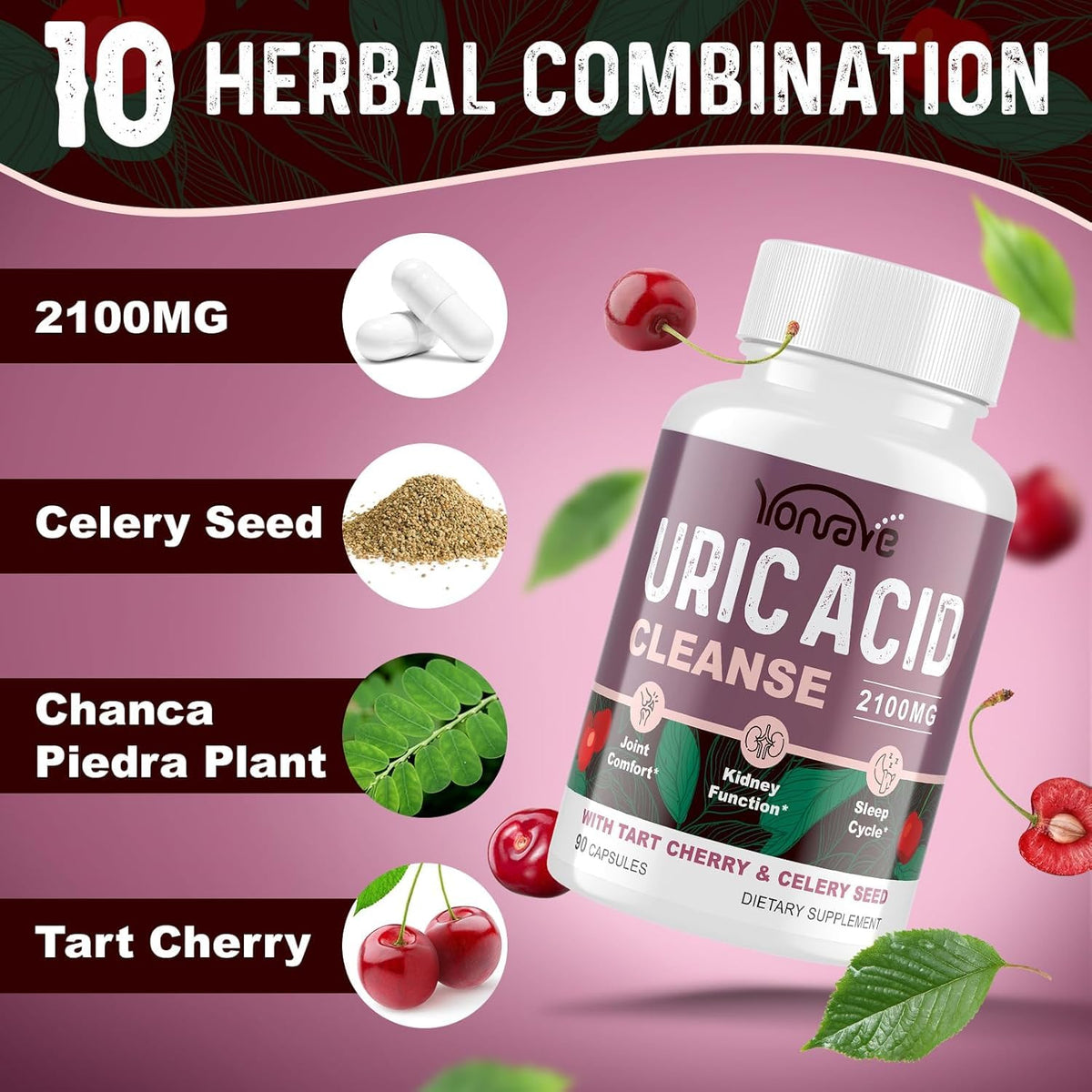 Capsules Yonrave Uric Acid sur fond blanc