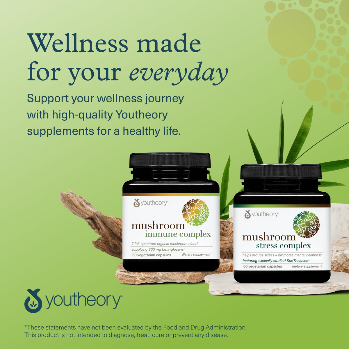 Capsules Youtheory sur un fond naturel
