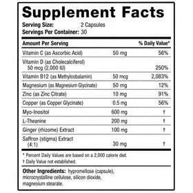 Capsules Zafira Organics Saffron alignées sur un fond clair