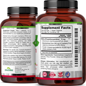 Capsules Zazzee de PACs de canneberge à côté de fruits frais