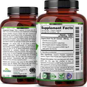 Capsules Zazzee Extrait de Thé Vert Bio en gros plan